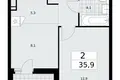 2 room apartment 36 m² Kommunarka, Russia