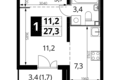Студия 1 комната 27 м² Люберцы, Россия