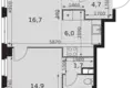2 room apartment 53 m² Moscow, Russia