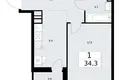 1 room apartment 34 m² Vnukovo, Russia