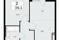 Квартира 2 комнаты 39 м² район Коммунарка, Россия