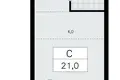 Wohnung 1 zimmer 21 m² Krasnoje Selo, Russland