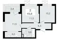 3 room apartment 50 m² Vsevolozhsk, Russia