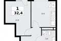 Apartamento 1 habitación 32 m² Vnukovo, Rusia