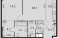 2 room apartment 57 m² Moscow, Russia