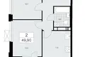 2 room apartment 50 m² Kommunarka, Russia