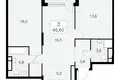 Mieszkanie 3 pokoi 67 m² Moskwa, Rosja