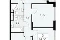 3 room apartment 64 m² Moscow, Russia
