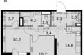2 room apartment 57 m² Moscow, Russia