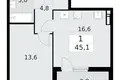 Apartamento 1 habitación 45 m² Krasnoye Selo, Rusia