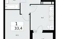 1 room apartment 33 m² Kommunarka, Russia