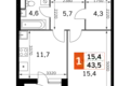 Wohnung 1 zimmer 41 m² Moskau, Russland