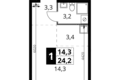 Студия 1 комната 24 м² Сапроново, Россия