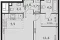 2 room apartment 45 m² Moscow, Russia