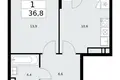 Apartamento 1 habitación 37 m² Kommunarka, Rusia