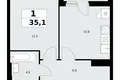 Appartement 1 chambre 35 m² Kommunarka, Russie