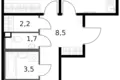 2 room apartment 59 m² Moscow, Russia