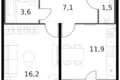 1 room apartment 42 m² Moscow, Russia