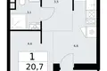 Wohnung 1 zimmer 21 m² Wnukowo, Russland