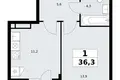 1 room apartment 36 m² Vnukovo, Russia