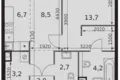Apartamento 1 habitación 43 m² Moscú, Rusia