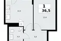 Apartamento 1 habitación 37 m² Kommunarka, Rusia