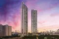 Complexe résidentiel New complex of furnished apartments Maimoon Gardens with a swimming pool, a waterfall and sports grounds, JVC, Dubai, UAE