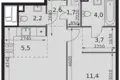 2 room apartment 45 m² Moscow, Russia