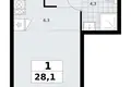 Квартира 1 комната 28 м² район Троицк, Россия