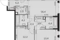 3 room apartment 74 m² Moscow, Russia