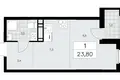 1 room apartment 24 m² Kommunarka, Russia