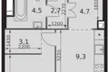 Квартира 1 комната 37 м² Москва, Россия