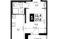 1 room studio apartment 28 m² Leninsky District, Russia