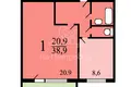 Mieszkanie 1 pokój 38 m² Moskwa, Rosja