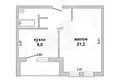 1 room apartment 39 m² Muchaviecki sielski Saviet, Belarus