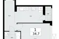 Apartamento 1 habitación 35 m² Kommunarka, Rusia