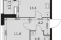 Wohnung 1 zimmer 36 m² Moskau, Russland