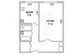 1 room apartment 37 m² Muchaviecki sielski Saviet, Belarus