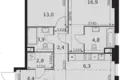 2 room apartment 69 m² Moscow, Russia