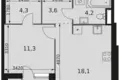 1 room apartment 43 m² Moscow, Russia