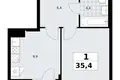 1 room apartment 35 m² Troitsk, Russia