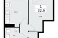Apartamento 1 habitación 33 m² Kommunarka, Rusia