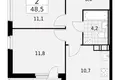 Wohnung 2 zimmer 49 m² Krasnoje Selo, Russland