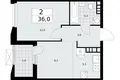 Wohnung 2 zimmer 36 m² Kommunarka, Russland