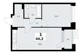 1 room apartment 44 m² Kommunarka, Russia