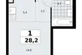 Appartement 1 chambre 28 m² Kommunarka, Russie