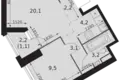 Квартира 2 комнаты 43 м² Москва, Россия