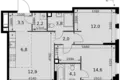 3 room apartment 62 m² Moscow, Russia