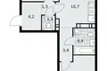 3 room apartment 59 m² Kommunarka, Russia