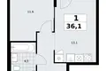 1 room apartment 36 m² Troitsk, Russia